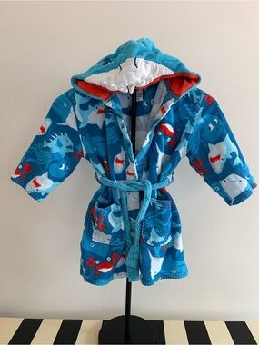 Blue Shark & Crab Boys Hooded Towel Bath Robe